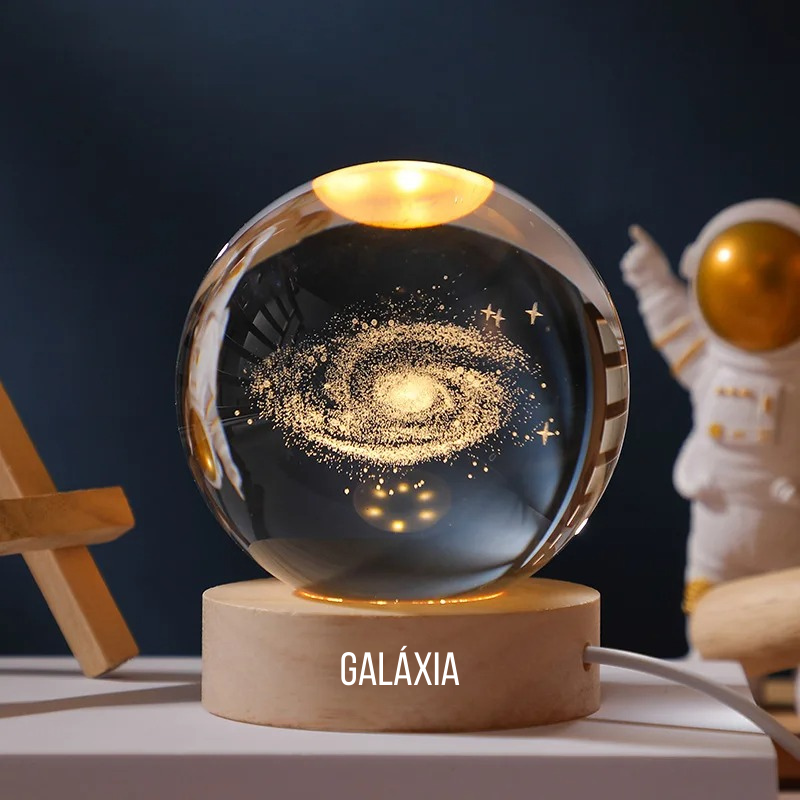 Luminária Esfera de Cristal Planetária 3D