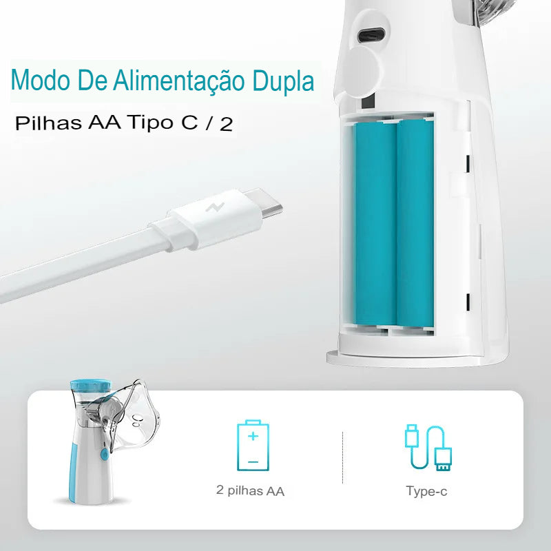 Inalador Nebulizador Portátil Silencioso Cabo Usb Pilha 110v/220v