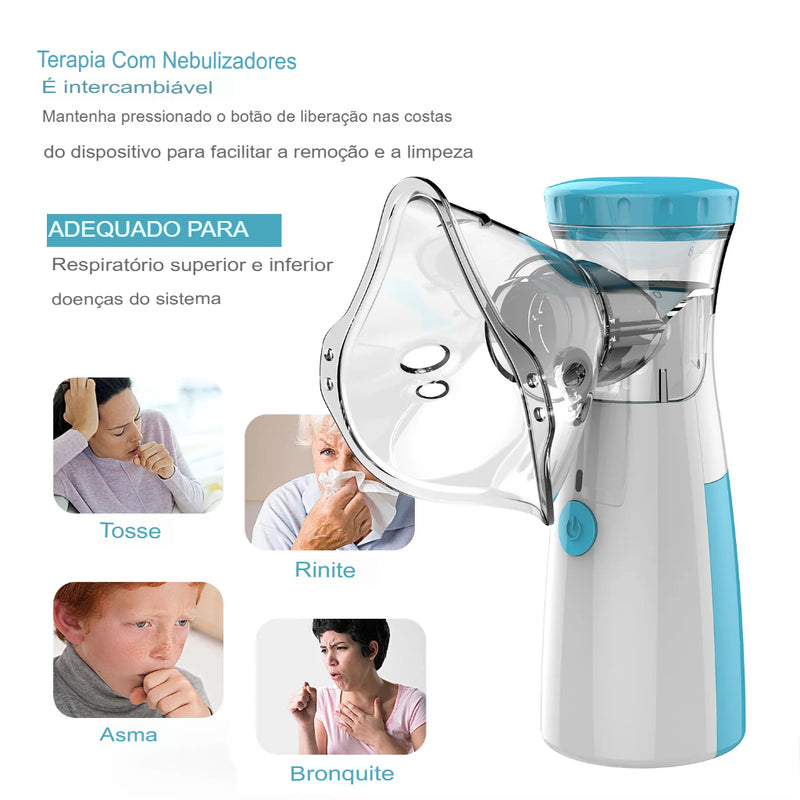 Inalador Nebulizador Portátil Silencioso Cabo Usb Pilha 110v/220v